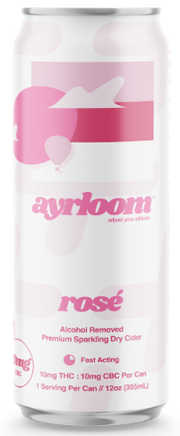 Ayrloom Rose Alcohol Removed Premium Sparkling Dry Cider 10mg THC, 10mg CBD