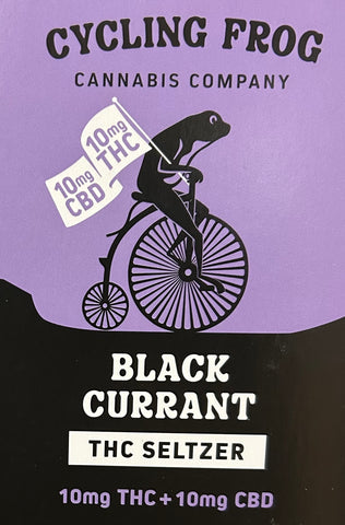 Cycling Frog Cannabis Company 10mg THC + 10mg CBD Black Currant THC Seltzer