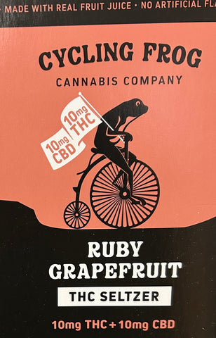 Cycling Frog Cannabis Company 10mg THC + 10mg CBD Ruby Grapefruit THC Seltzer