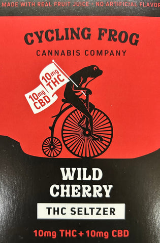 Cycling Frog Cannabis Company 10mg THC + 10mg CBD Wild Cherry THC Seltzer