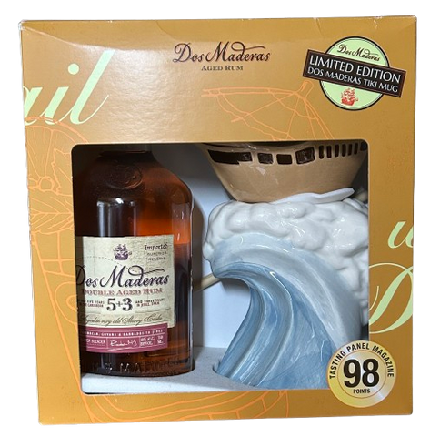 Dos Maderas Double Aged Rum 5+3 Gift Set with Tiki Mug