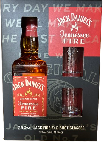 Jack Daniel's Tennessee Fire Gift Set with 2 Shot Glasses