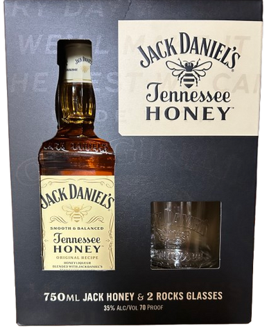 Jack Daniel's Tennessee Honey Gift Set with 2 Rocks Glasses