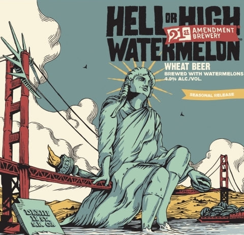 21st Amendment Brewery Hell or High Watermelon Wheat Beer Brewed with Watermelons