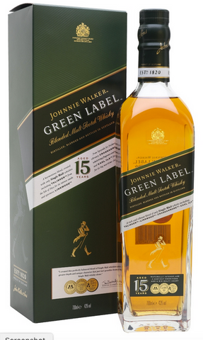 Johnnie Walker Blended Scotch Whisky 15 Year Old Green Label